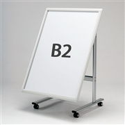 【販売終了】ポスタースタンド 看板 291W B2 フレーム開閉式 傾斜片面 1m未満対応ロータイプ ホワイト