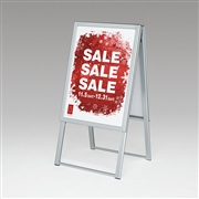【販売終了】ポスタースタンド A型看板 2389C B2 フレーム開閉式 両面 屋外対応 シルバー